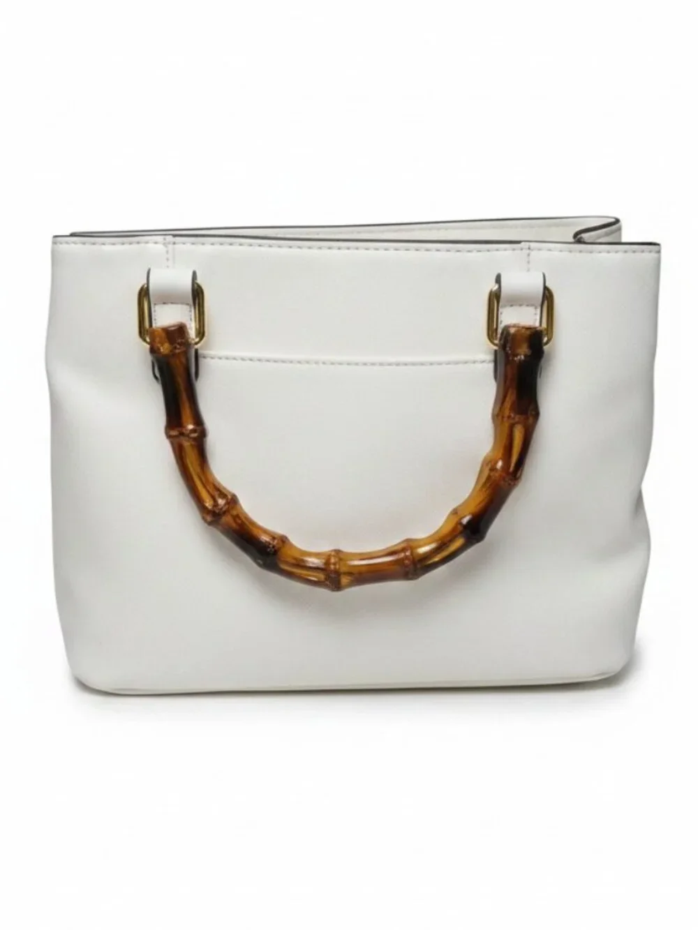 NWT Liz Claiborne Claudia Mini Satchel White Bamboo Handle Handbag